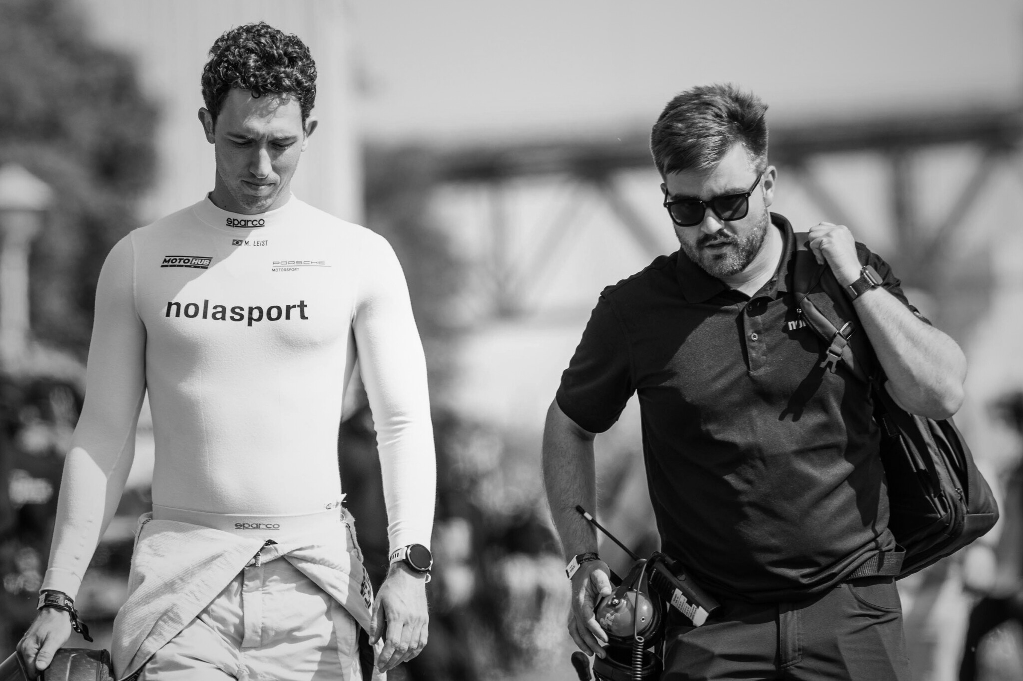 Team and driver at the track